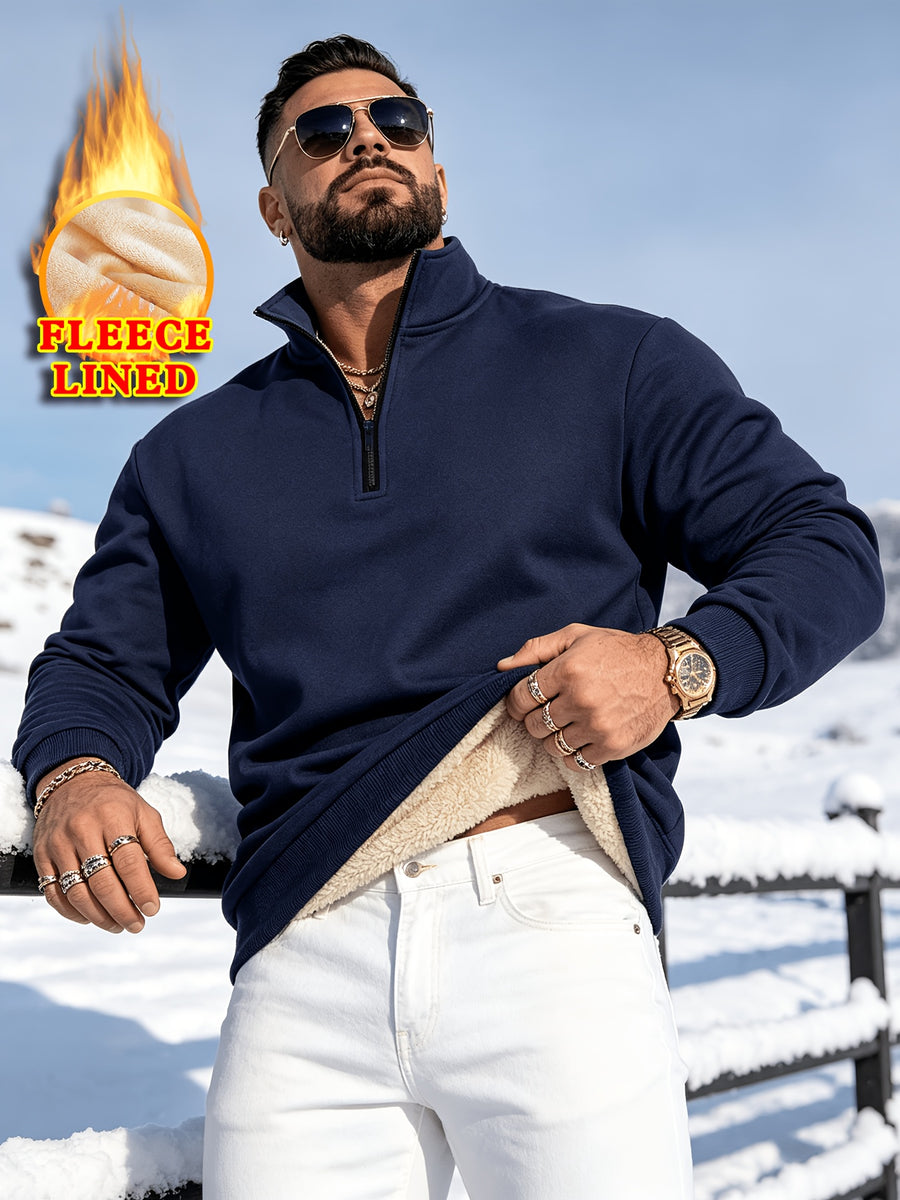 2pcs Fashionable Sporty Autumn/Winter New Arrival Men's Winter Top, Trendy Half-Zip Henley Shirt, Men's Long-Sleeve Casual Comfortable Warm Pullover Jacket for Spring/Autumn - Mixed Color 12