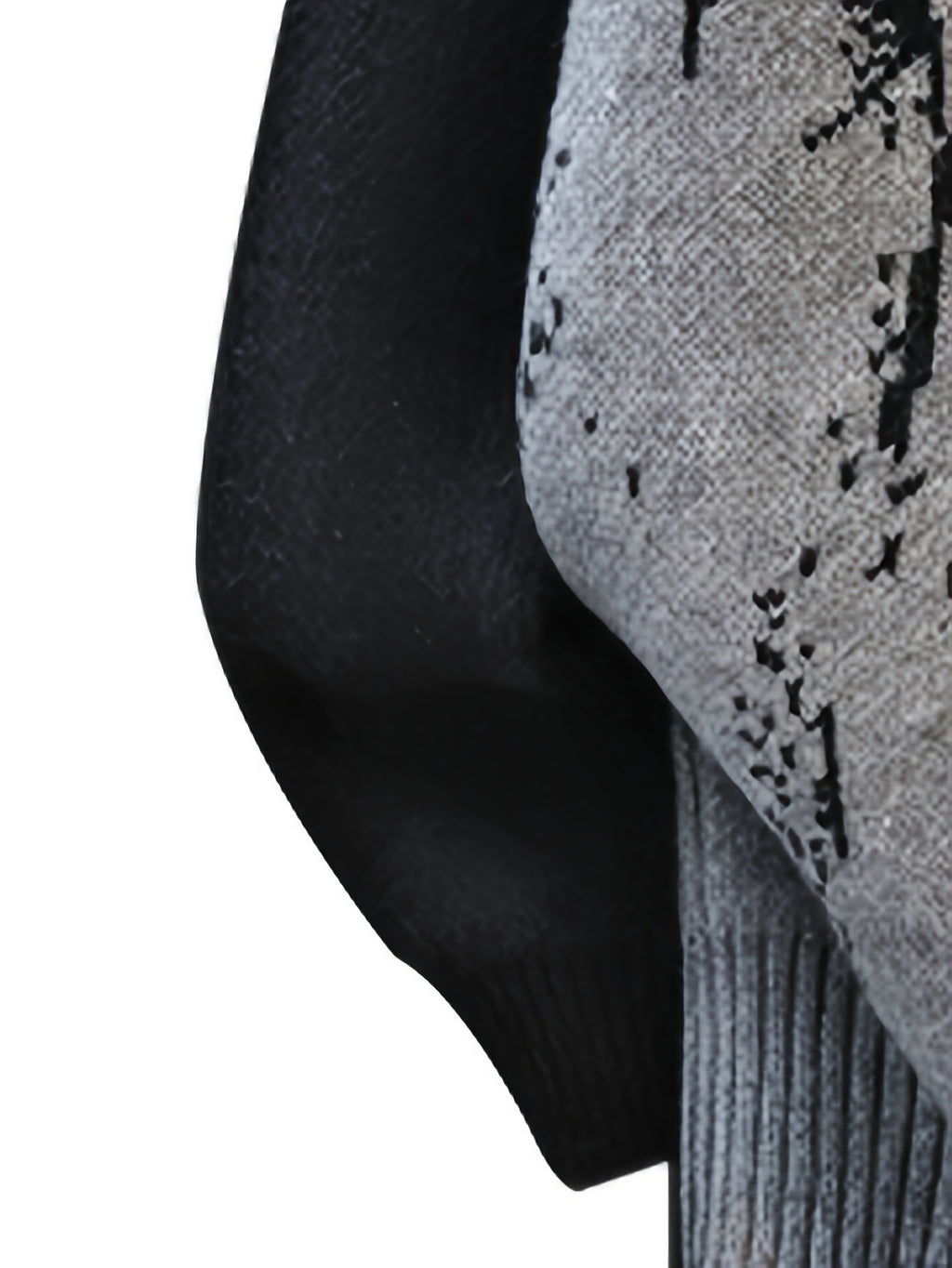 2026 Autumn/Winter New Men's Fashion  Splicing Half High Collar Knitted Cardigan Casual Versatile Top - Grey