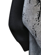 2026 Autumn/Winter New Men's Fashion  Splicing Half High Collar Knitted Cardigan Casual Versatile Top - Grey