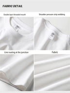 [Set of 2]Heavy-weight, Pure Cotton, Trendy Print, Sleeveless T-shirt for Men. Summer New Style, Casual, Relaxed Fit, Versatile, Can Be Worn as a Vest or Backless Top. - White+White