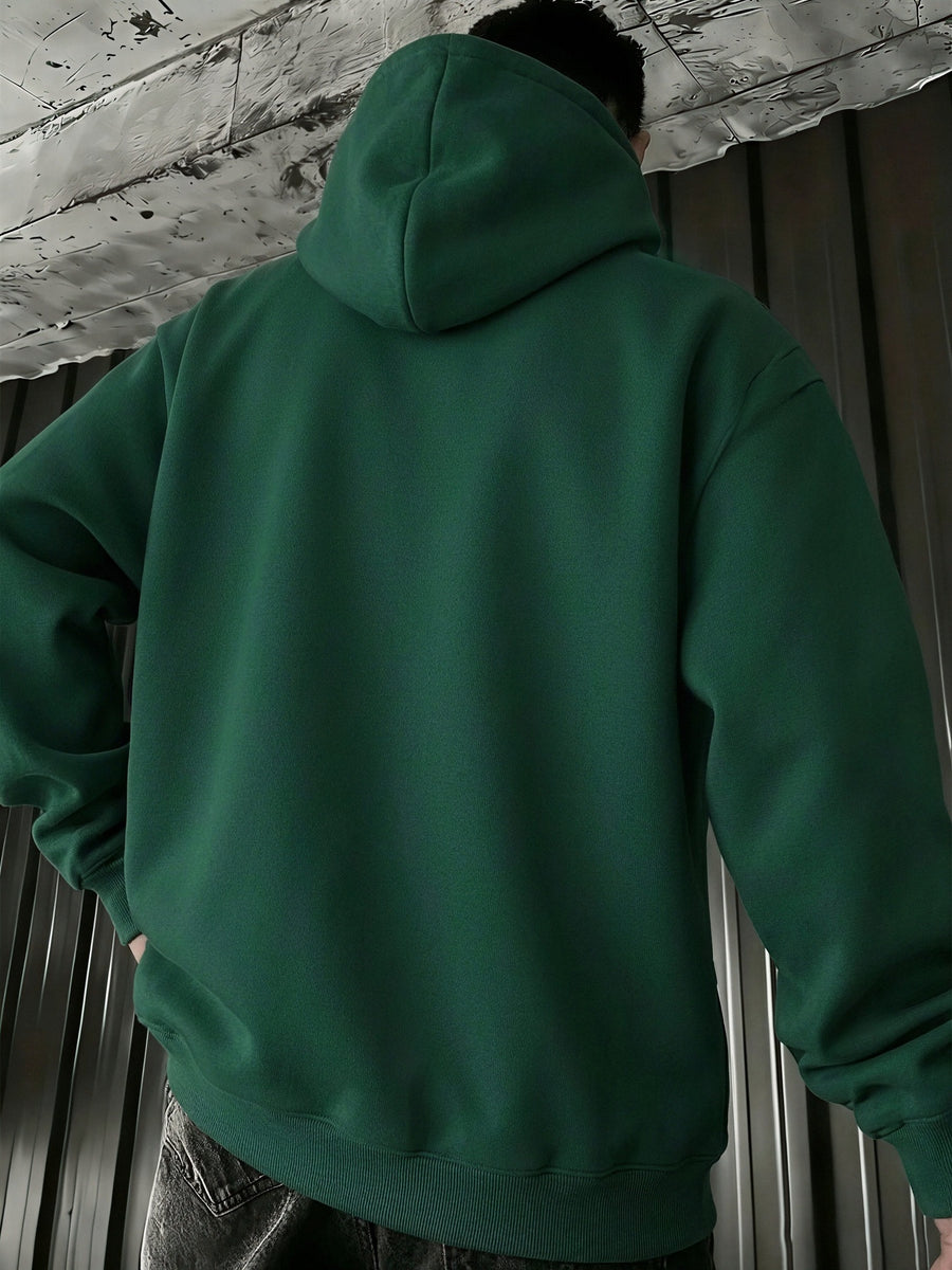 Men's Hooded Sweatshirt with PARIS Print, Comfortable, Casual, Soft, Breathable for Spring and Autumn Daily Commuting - Dark Green