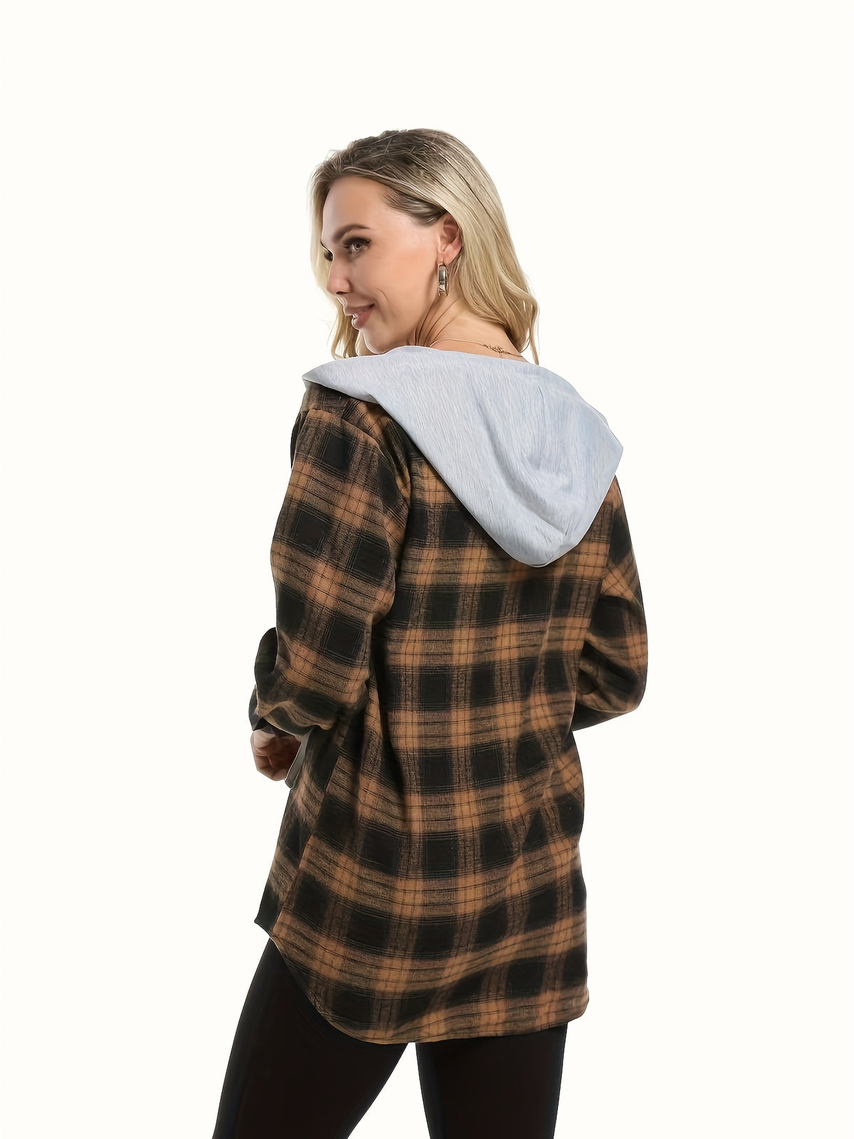 Casual Hooded Plaid Shirt - Mixed Color 3