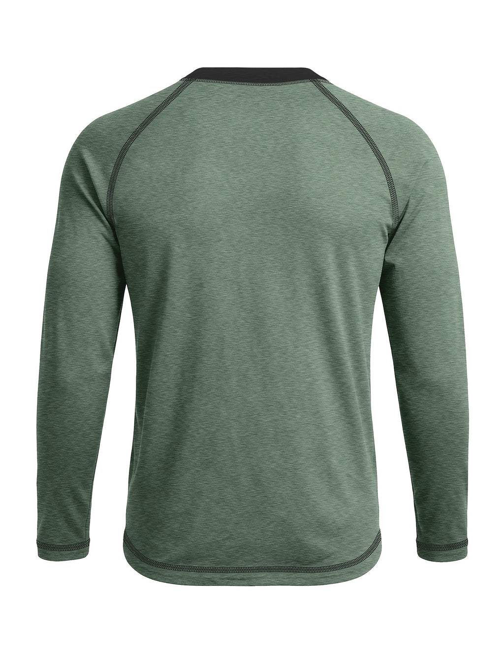 Cross-Border New Men'S Long Sleeve Round Neck T-Shirt, Outwardly Oriented Western Men'S Clothing Color-Blocked Top Base Layer - Green With Black 1