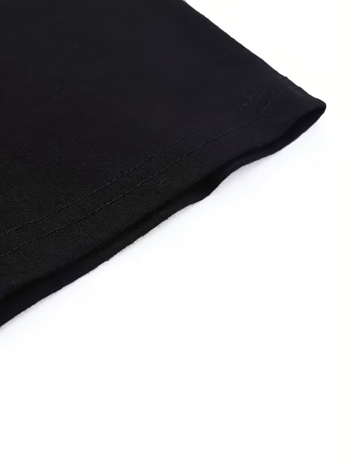 100% Cotton Trendy Simple Letter Printed Contrasting Splicing Short Sleeved Base Men's Color Round Neck T-shirt Printed Base Shirt Fashionable and Versatile Casual Daily Wear - Black And White