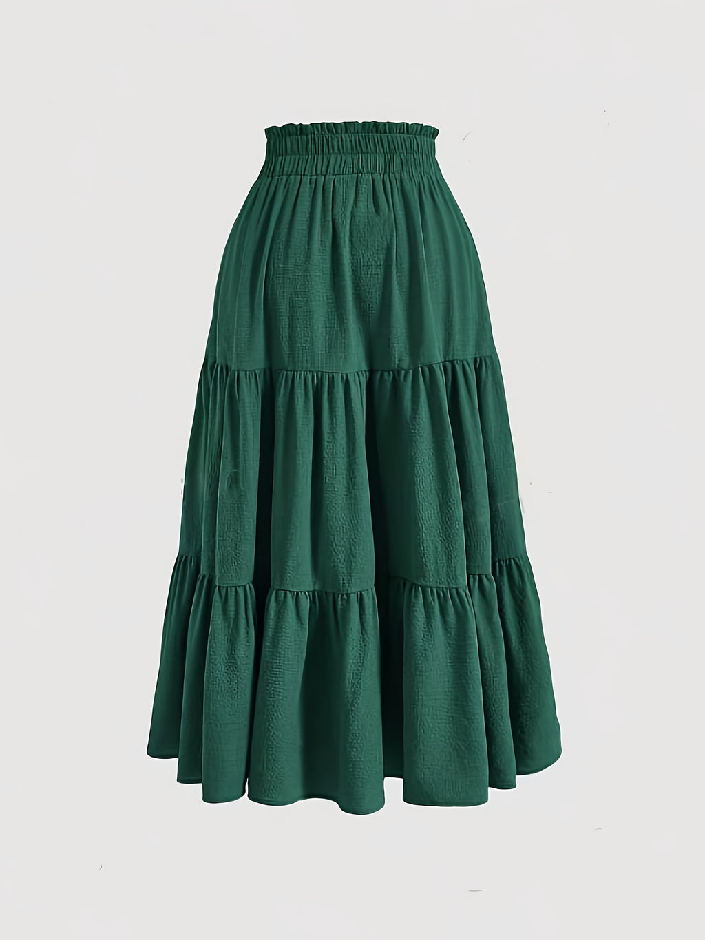 Elegant Special Women's Minimalist Solid Color Layered Skirt - Green