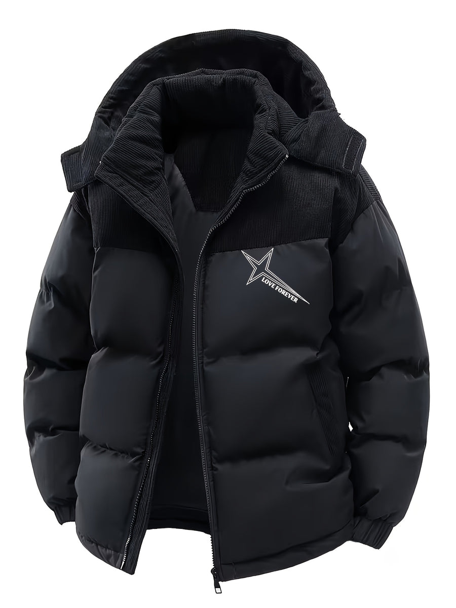 Men'S Casual Fashion Outdoor Printed Faux Jacket Winter Clothes for Men - Black