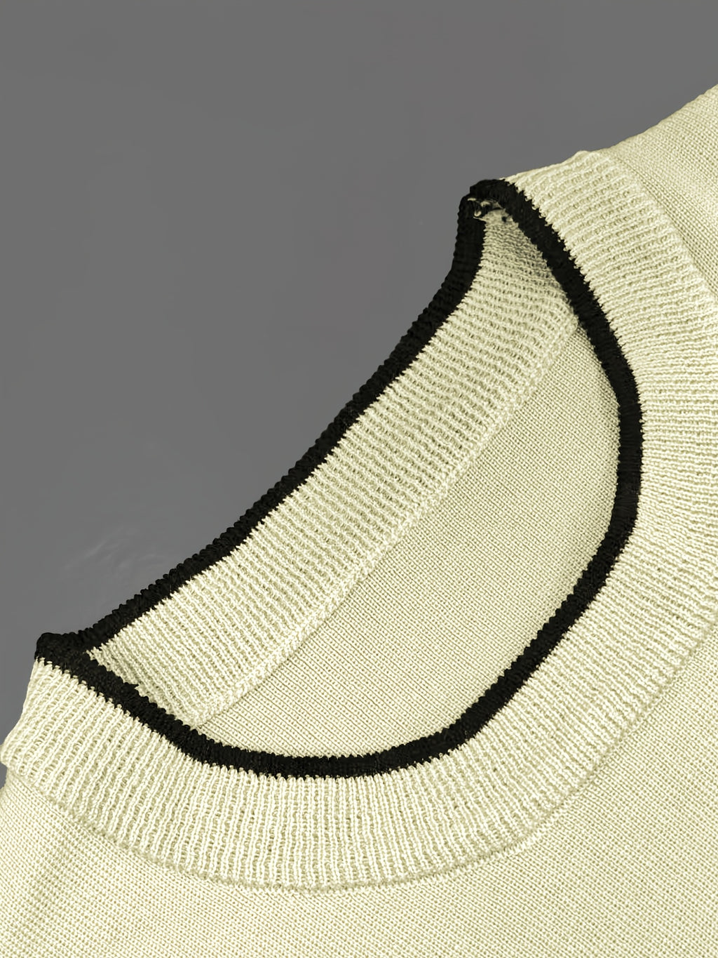 Popular New Spring/Summer Contrast Color Neckline and Cuffs Pullover Short-Sleeve T-Shirt, Ins-Style Simple and Fresh Fabric T-Shirt - Apricot