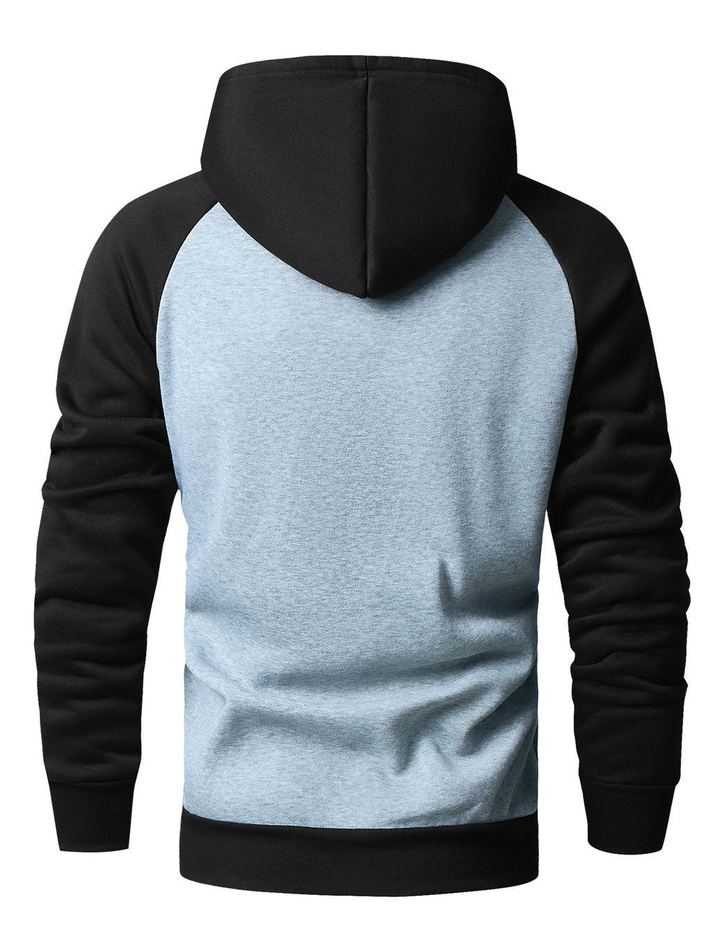 Men's Hooded Sweatshirt, Patchwork Sweatshirt, Casual and Versatile Two-Tone Fashion, Patchwork Two-Tone Hooded Sweatshirt, Raglan Sleeve Fashion Sweatshirt - Light Grey