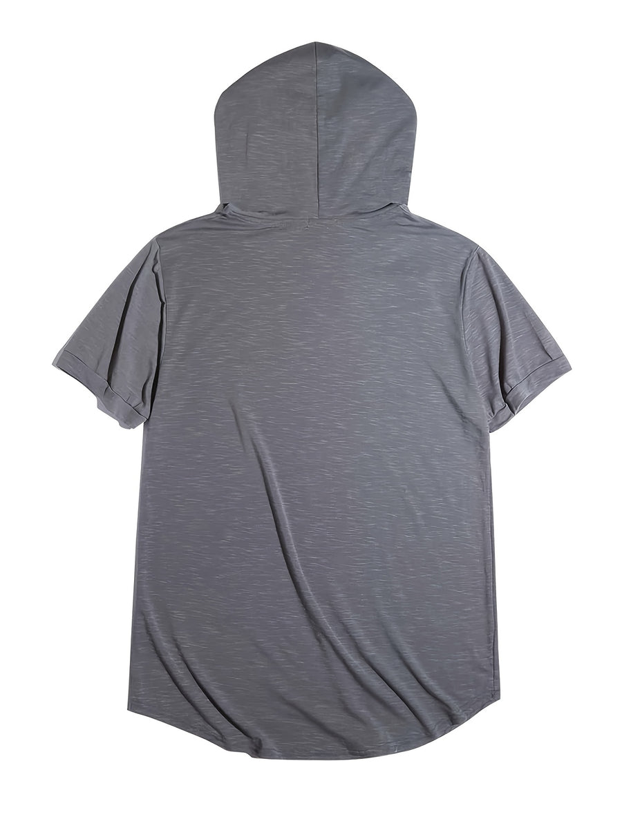 [Pearson OBM] Spring/Summer New Men'S Solid Easy Fashion Hooded Short Sleeve Top, Soft And Comfortable Machine Washable Fabric, Casual Trendy Athletic, Suitable for Running Fitness Outdoor Activities, Multi-Color Available - Grey