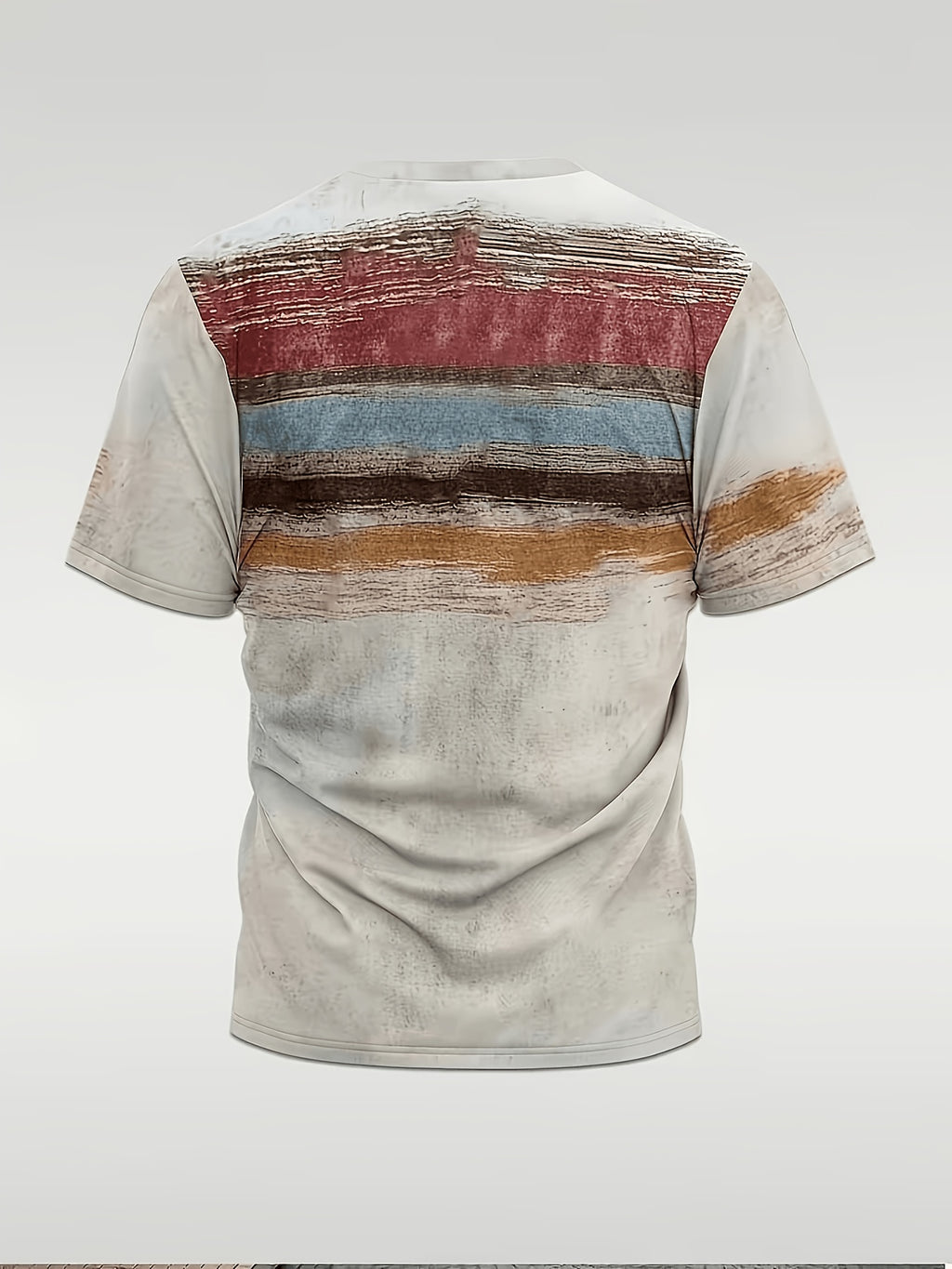 Vintage Washed Horizontal Stripe Men's T-Shirt, Western Vintage Distressed Texture Crew Neck Short Sleeve Casual Summer Top, Breathable Regular Fit for Daily and Formal Wear - Crew Neck Casual Top, Comfortable to Wear, Gift for Teens and Adults - Off-white
