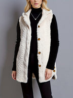 Women'S Adult Winter Casual Daily Jacquard Diamond Double-Faced Fleece Warm Fleece Pullover Vest Jacket - Apricot