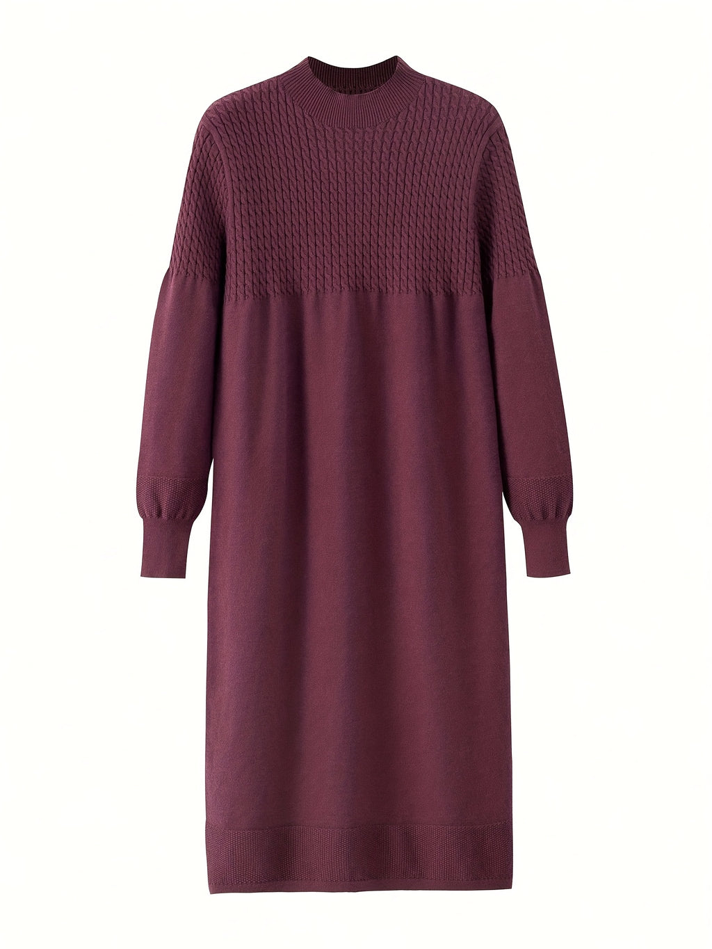 Autumn Winter Fashion Women Sweater Dress Casual Long Sleeves Dresses - Purple