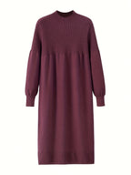 Autumn Winter Fashion Women Sweater Dress Casual Long Sleeves Dresses - Purple