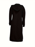 2022 Western Autumn Winter Cross-Border New Women'S Clothing Loose Zipper Long Cardigan Coat - Black