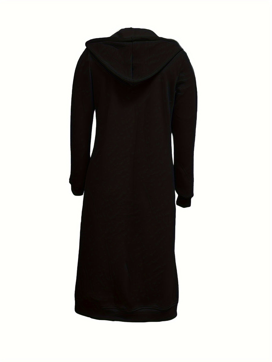 2022 Western Autumn Winter Cross-Border New Women'S Clothing Loose Zipper Long Cardigan Coat - Black
