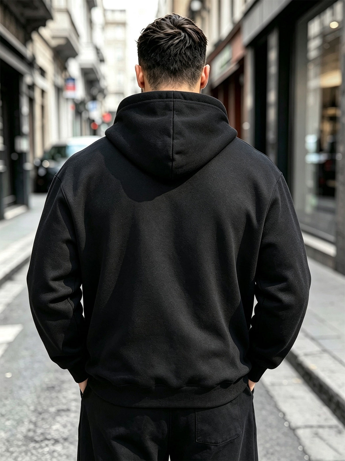 3pcs Men'S Solid Color Hooded Sweatshirt Set, Regular Fit, Drawstring Pullover Top, Fleece Lined, Warm And Comfortable, Elastic Soft, Casual Daily Home Wear, Suitable for Fall Winter Fashion Men'S Outfit - Black + Army Green + Navy Blue