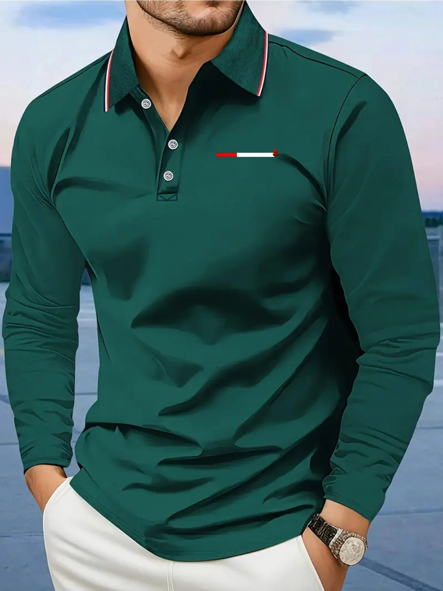 Smoke Pattern Men'S Summer Long-Sleeved Shirt Polo Shirt Golf Shirt Fabric Soft Comfortable Breathable Outdoor Sports Or Home Men'S Daily Matching YD253 - Dark Green