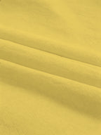 European-style Minimalist Printed Henley Collar Short-Sleeve Men's T-Shirt, Lightweight with Pleated Texture, Loose Fit for Beach Vacation Casual Wear - Yellow