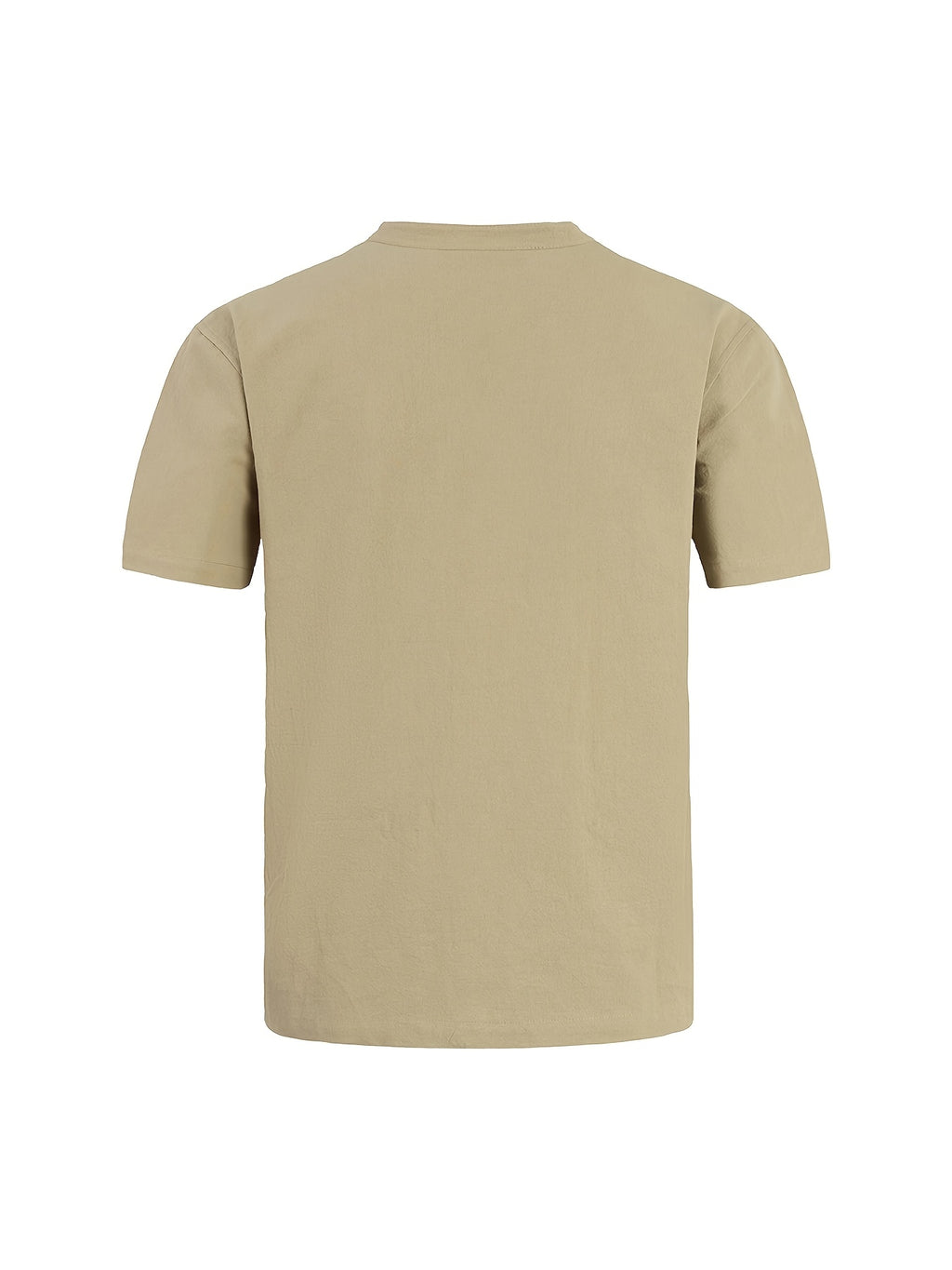 Men'S Minimalist Summer Casual Shirt, Linen Texture Short Sleeve Stand Collar V-Neck Pullover, Soft And Breathable, Loose Fit, Suitable for Business Casual, Vacation, Weekend Gatherings, And More - Khaki 1 Pack