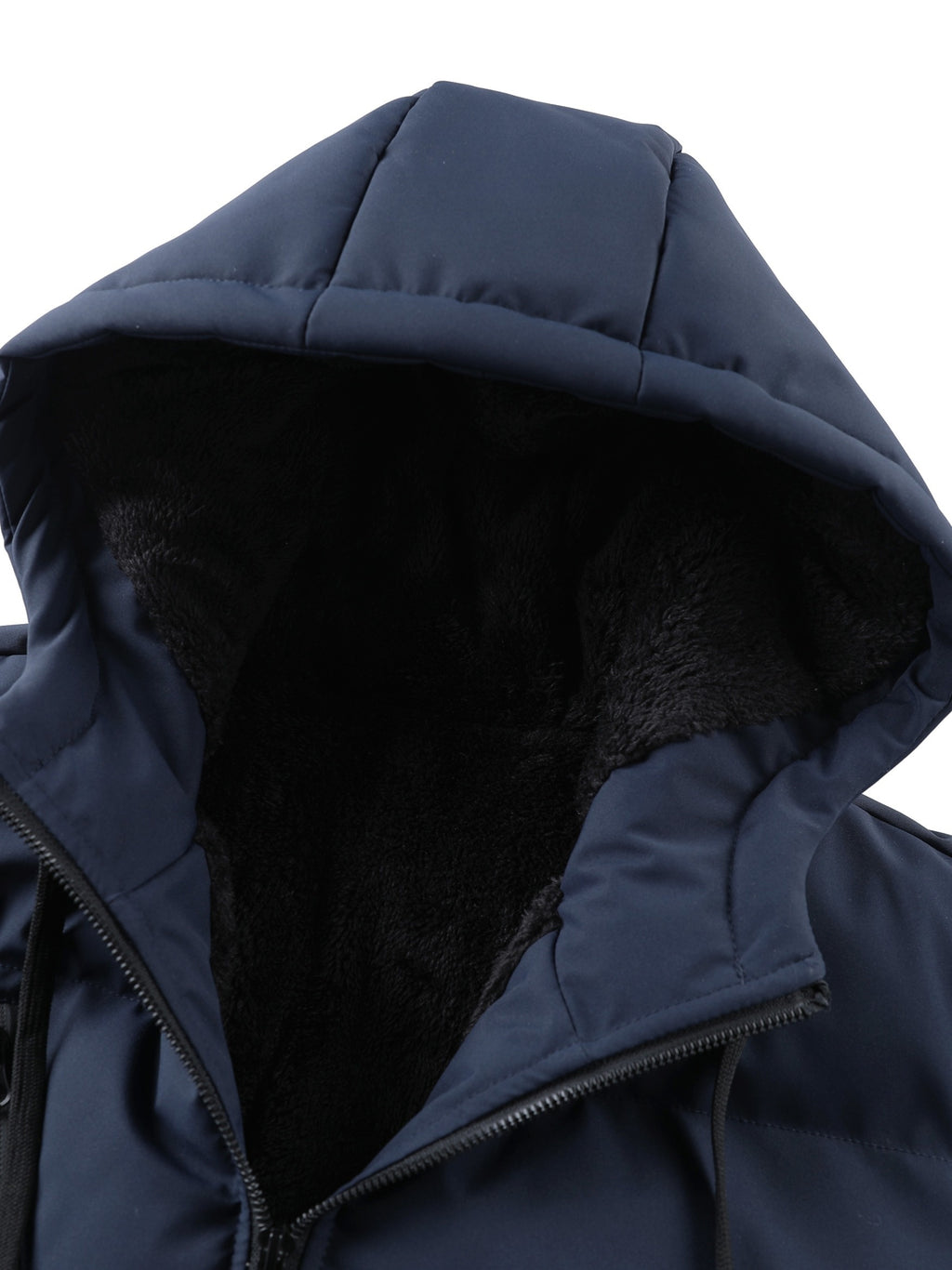 New Winter Plush-Lined Padded Coat for Men, Loose Fit Outerwear with Chest Zipper, Trendy and Fashionable Hooded Thickened Youth Padded Coat, Casual Padded Jacket for Men - Blue
