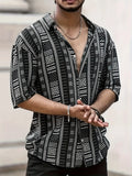 Men's Ethnic Print Shirt, Suitable for Vacation Scenes, Comfortable Polyester Fabric - Mixed colors