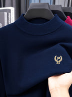 Minimalist City Round Neck Sweater Portable Daily Commute - Navy