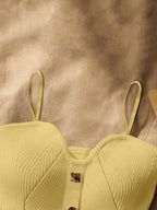 Women's Metal-Embellished Body-Hugging Top ZLLZ - Yellow