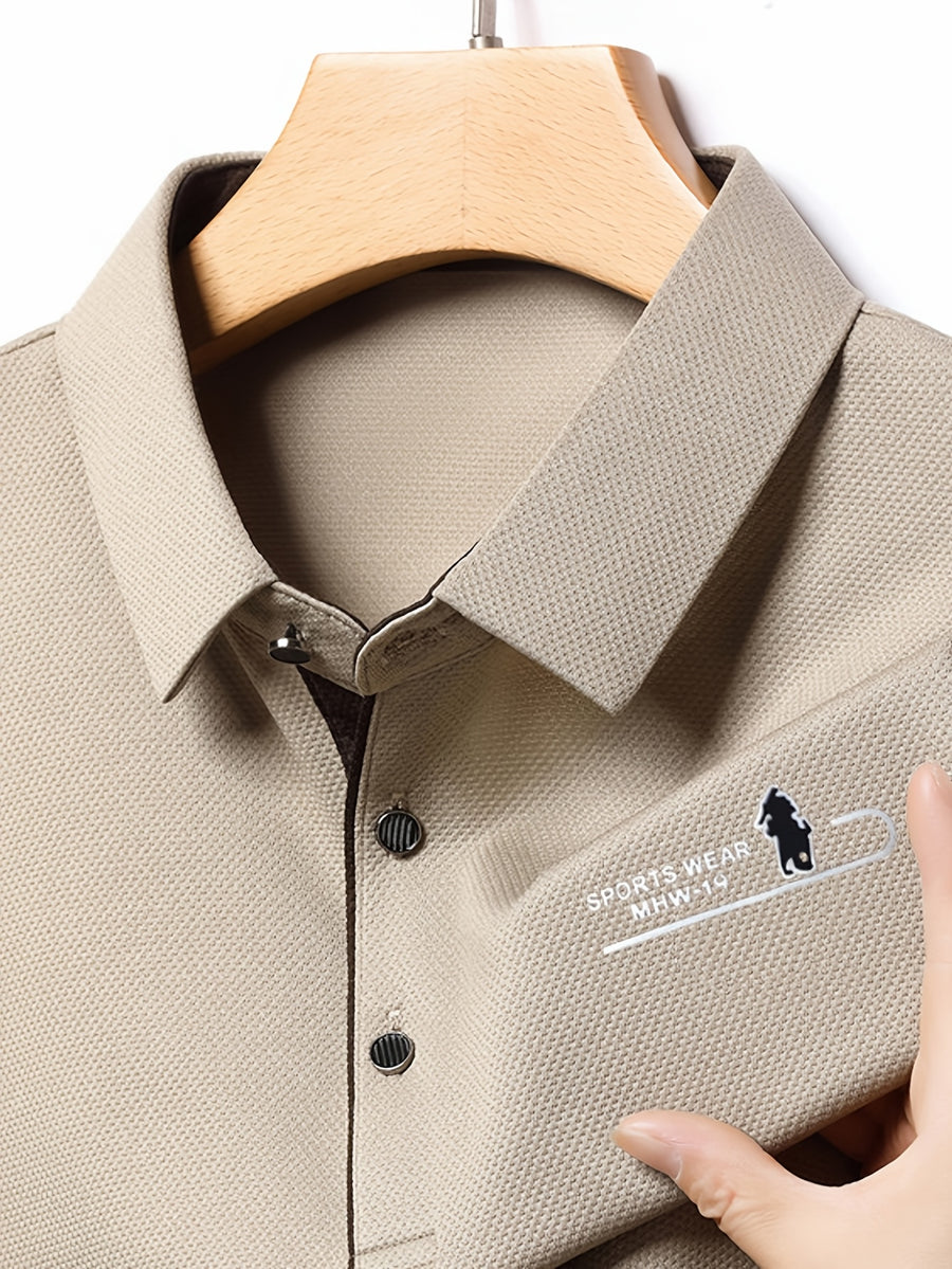 Minimalist Urban Long Sleeve Polo Shirt Portable Daily Commute - Camel