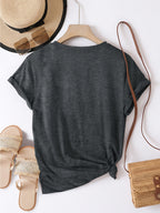 Fashionable Loose-Fitting Versatile Casual Short-Sleeve T-Shirt with Print - Dark Gray