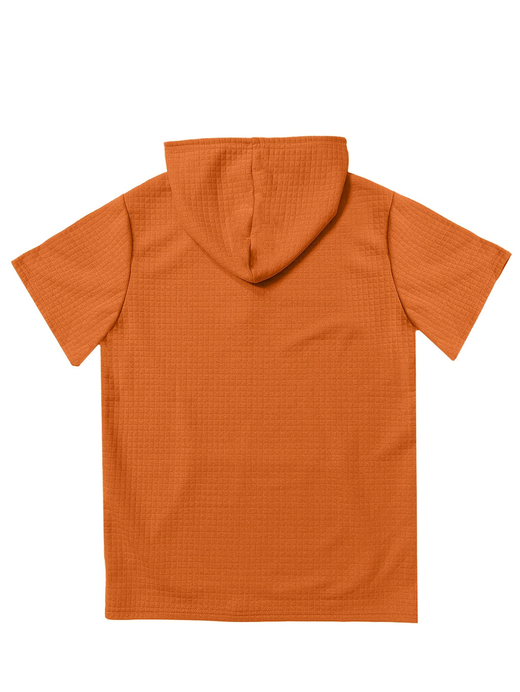 2pcs Men's Waffle Knit Short-Sleeve Hoodie with Kangaroo Pocket, Soft and Breathable Fabric, Multiple Color Options, Versatile, Simple, Stylish, and Casual for Daily Wear or Sports, a Great Choice for Holiday Gifts for Fathers, Partners, and Friends - Orange-Red+Black