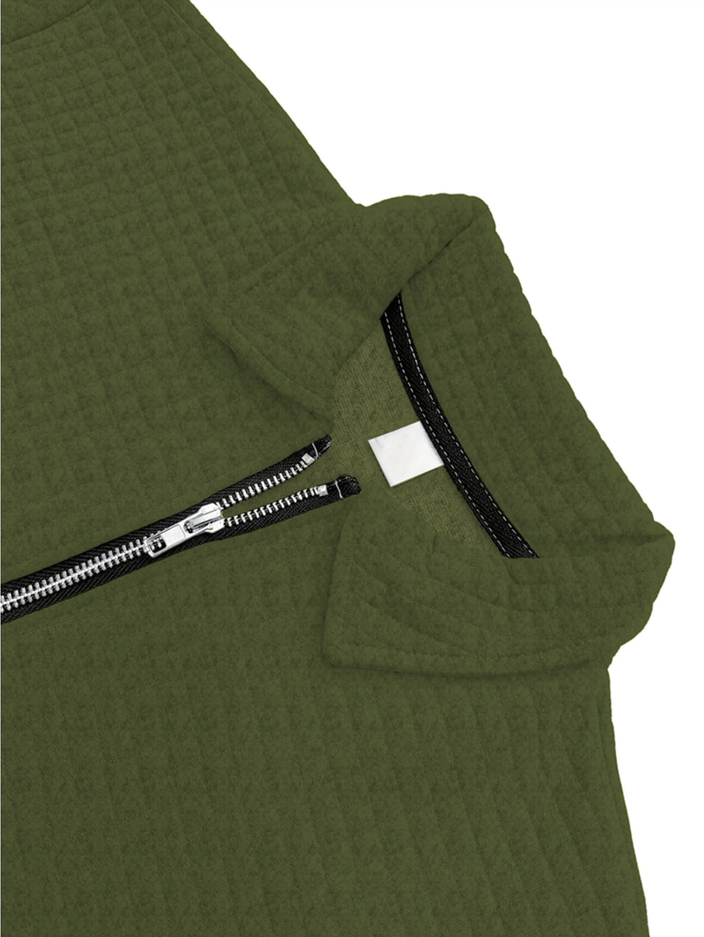 THE STEADY Men'S Half-Zip Fashion Waffle Texture Autumn Winter Casual Athletic POLO Shirt, Street Style Versatile Trendy Long Sleeve Top - Army Green