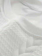 Men'S Fashion Round Neck Sweatshirt, Men'S Round Neck Sweatshirt, Jacquard Design Casual Street sweatshirt, Easy Basic Style Long Sleeve T-Shirt, Athletic sweatshirt, Men'S Casual Wear, Cuffed End, Autumn Essentials - White