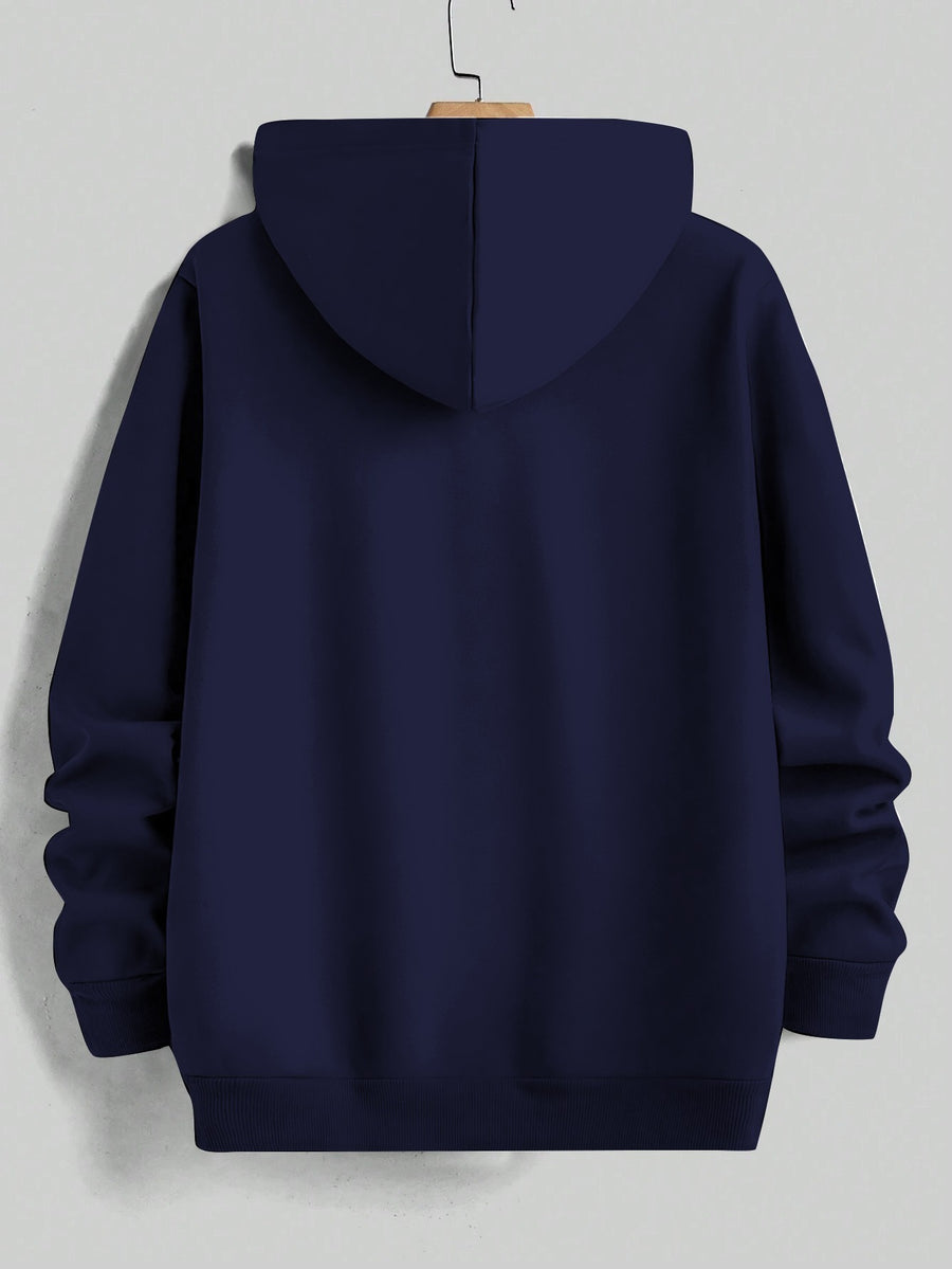 Men'S Yellow Hoodie with "And We'll Love You" Print - Cozy Fleece-Lined Pullover with Kangaroo Pocket, Casual Drawstring Hooded Sweatshirt for Spring & Fall, Comfortable Clothing | Relaxed Fit Hoodie | Fleece Lined Hoodie - Navy Color