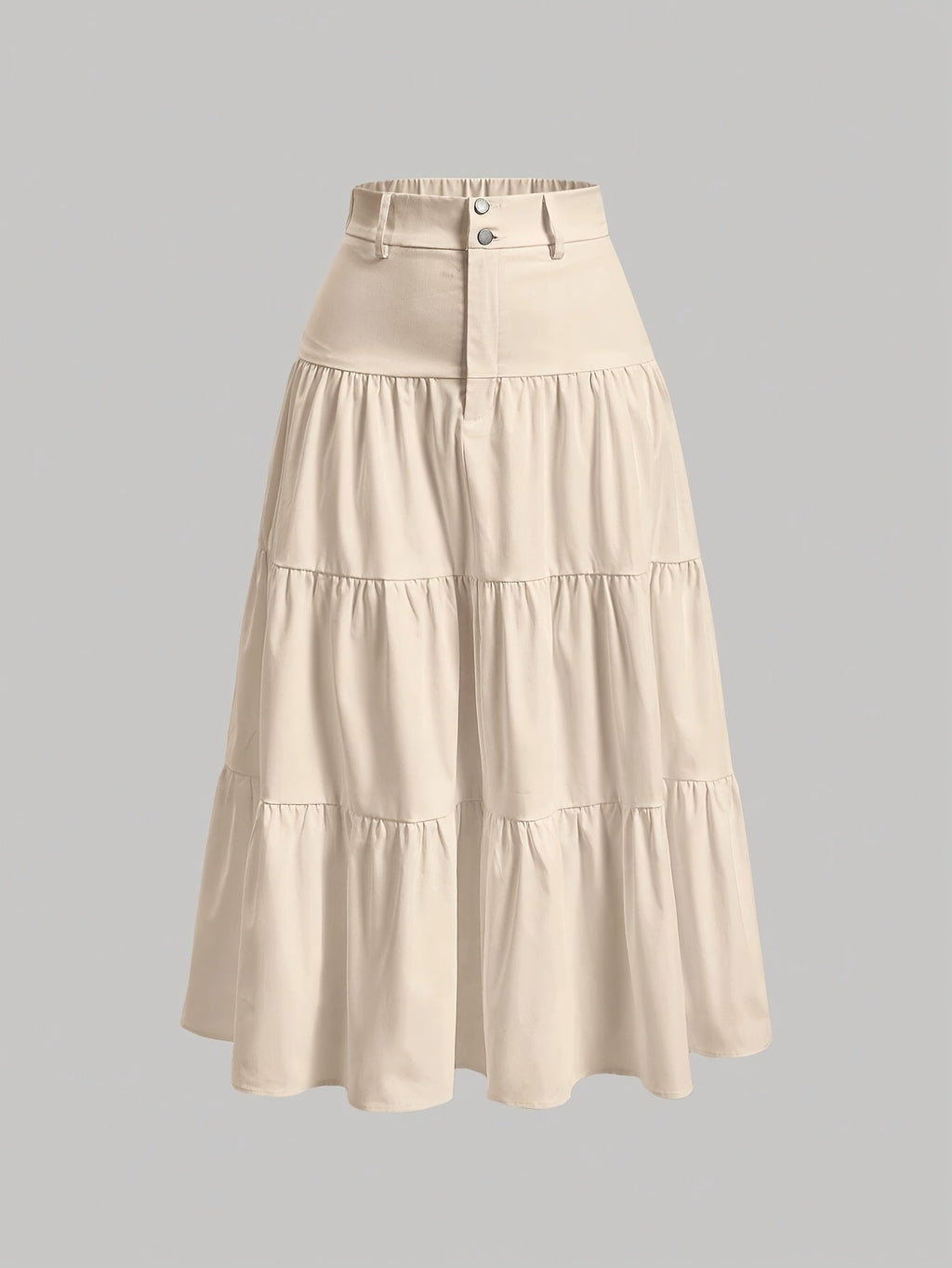 Women'S Solid High-Waist Half Skirt - Apricot