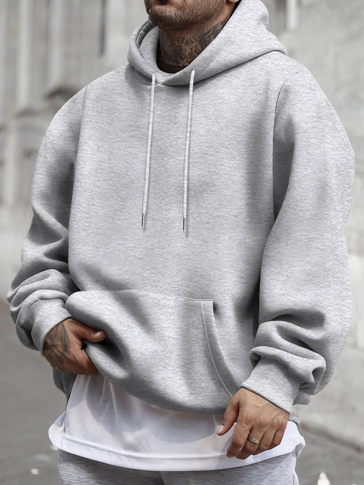 [Christmas Big ] Autumn Winter Men'S Warm Comfortable Hoodie, Y2K Graffiti Trendy Sweatshirt, Classic Practical Kangaroo Pockets, Retro Hip-Hop Street Style Men'S Casual Top, High Comfort Warm Fabric - Grey