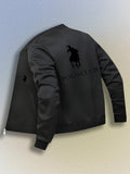 2025 Women's New Casual Sport Jacket, Popular Print Design with Double Print on Front and Back, Baseball Collar, Pockets, Comfortable Breathable Stretch Fabric, Fitted Hem and Cuffs - Black