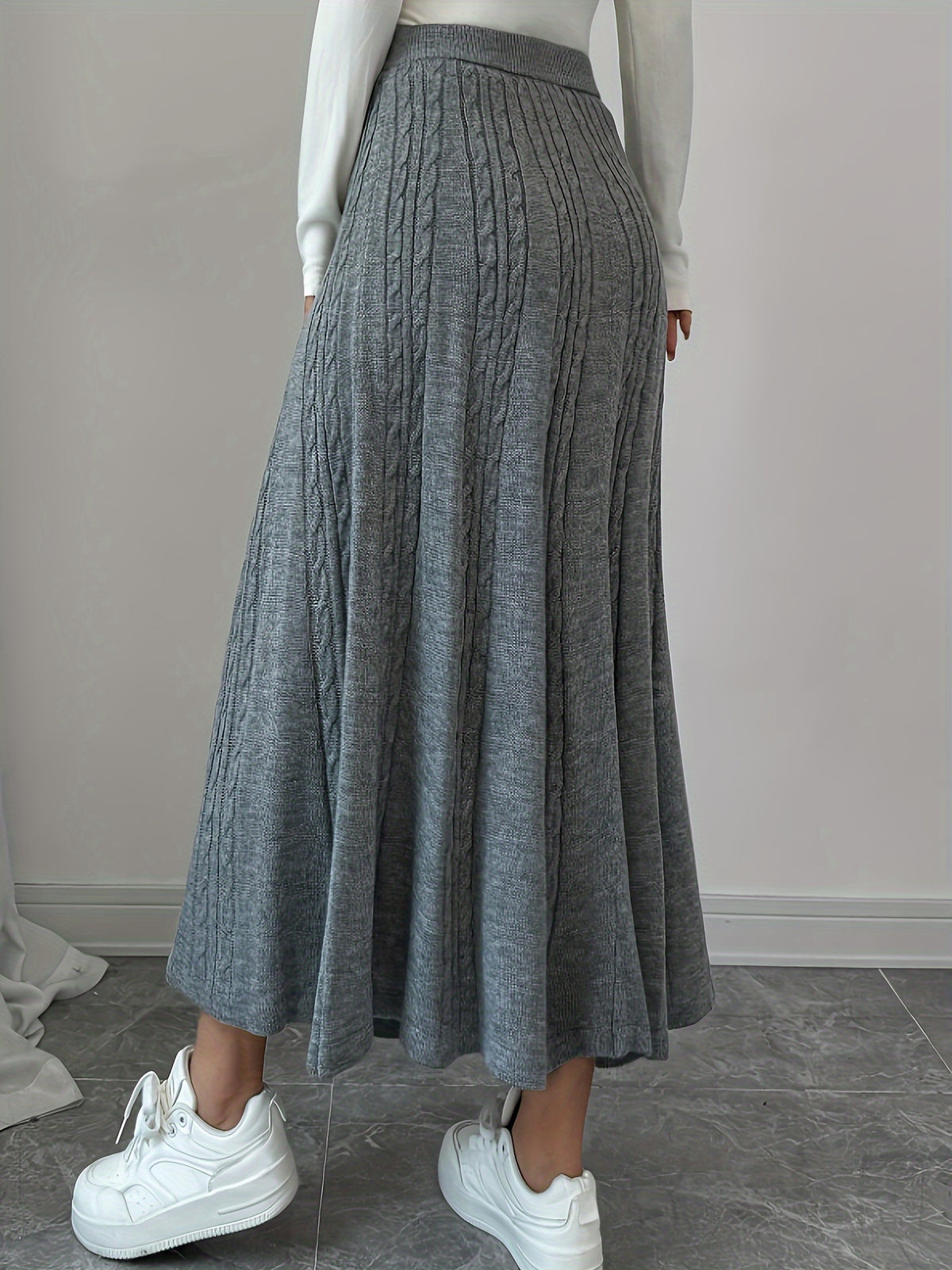 Women'S Autumn and Winter Casual Solid Color Mini Skirt - Grey