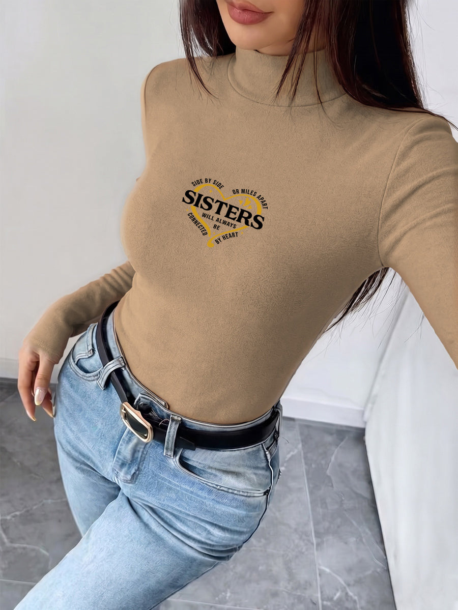 Women's New Autumn/winter Half-turtleneck Slim-fit Top, Can Be Worn as an Inner Layer or Outerwear, Made of Stretchy Fabric That Is Soft, Skin-friendly, and Warm. Features a Simple, Waist-cinching Design, Versatile for Daily Wear - Khaki