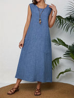 Fahion sleeveless pocket dress - Vibrant Blue