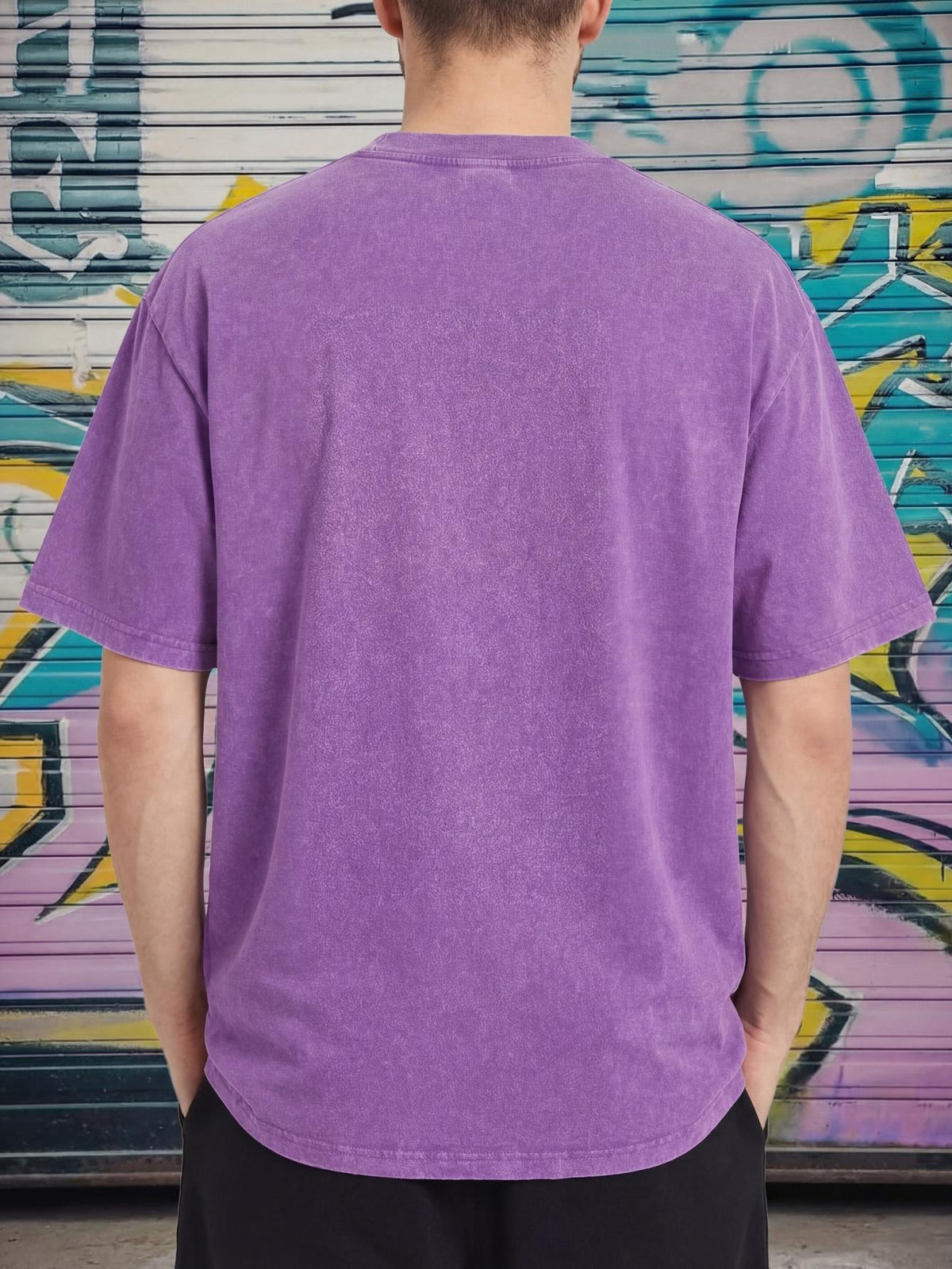 Relaxed Fit Distressed T-Shirt - Made from 100%, Heavyweight Vintage Washed Tee, Unisex Premium Quality Shirt - Purple