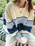 Autumn Winter New Multicolor Striped Sweater - Blue And White