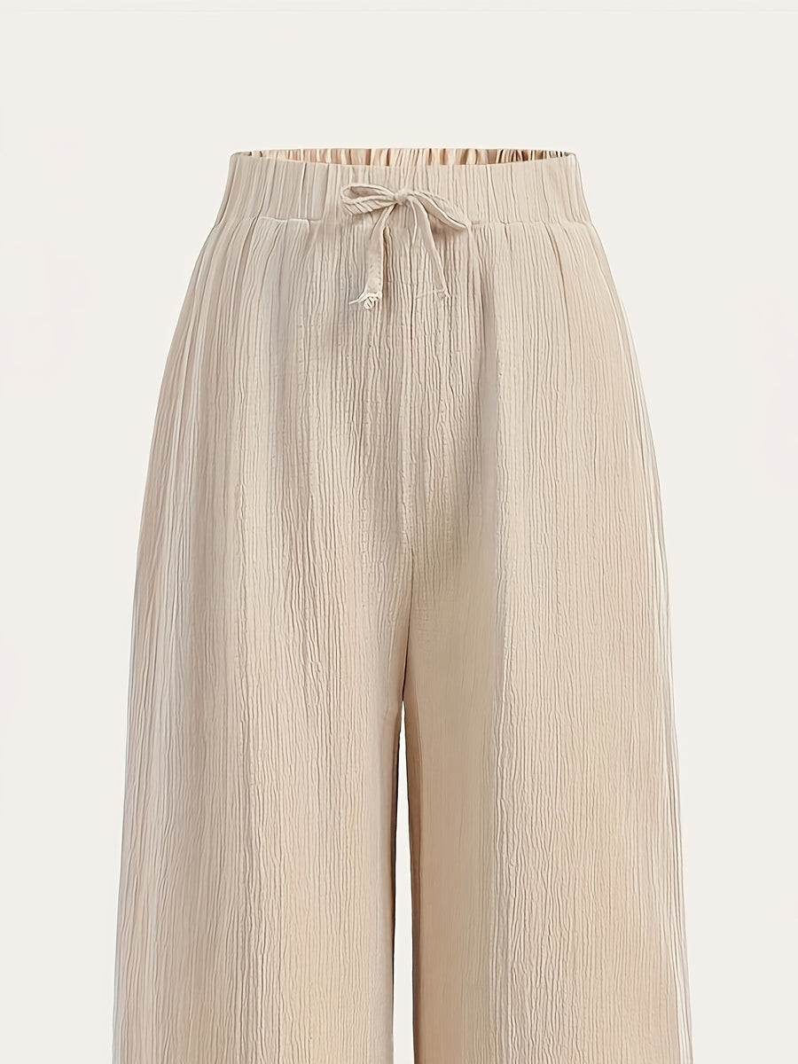 Summer High-Waisted Wide-Leg Pants for Women, High-Quality Draped Loose Straight-Leg Trousers, Casual Pants, Thin Style + Talan - Apricot