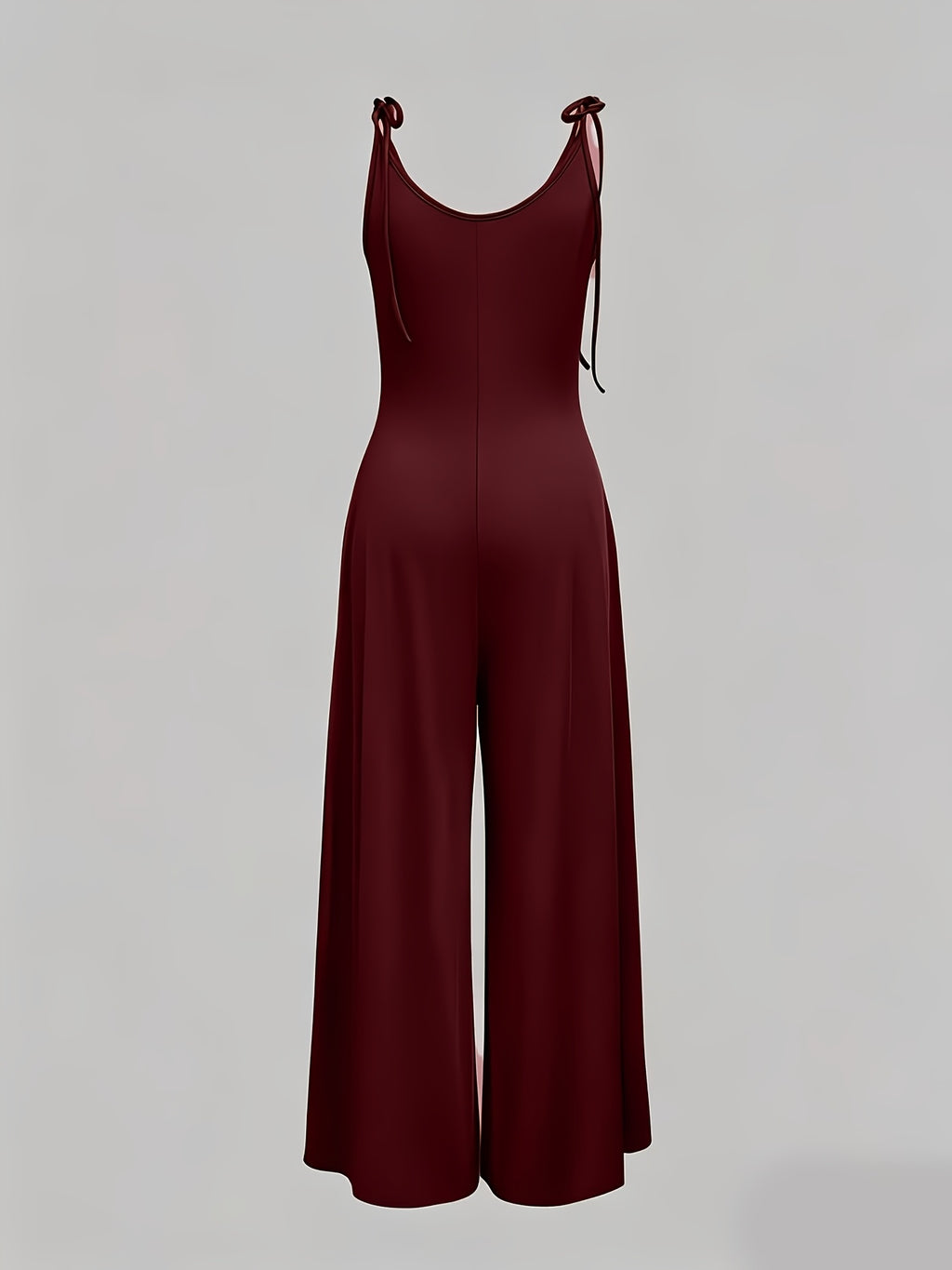 Bow-tie Slim-Fit Wide-Leg Jumpsuit - Deep Red
