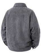 Men'S Corduroy Collar Utility Jacket, Spring Autumn Casual Wear Choice; Lapel Button-Up Cardigan, Outdoor Sports Citywalk Street Commute Versatile Top, Suitable for Street Casual Commute Daily Wear; Retro Fit Timeless Premium - Dark Gray