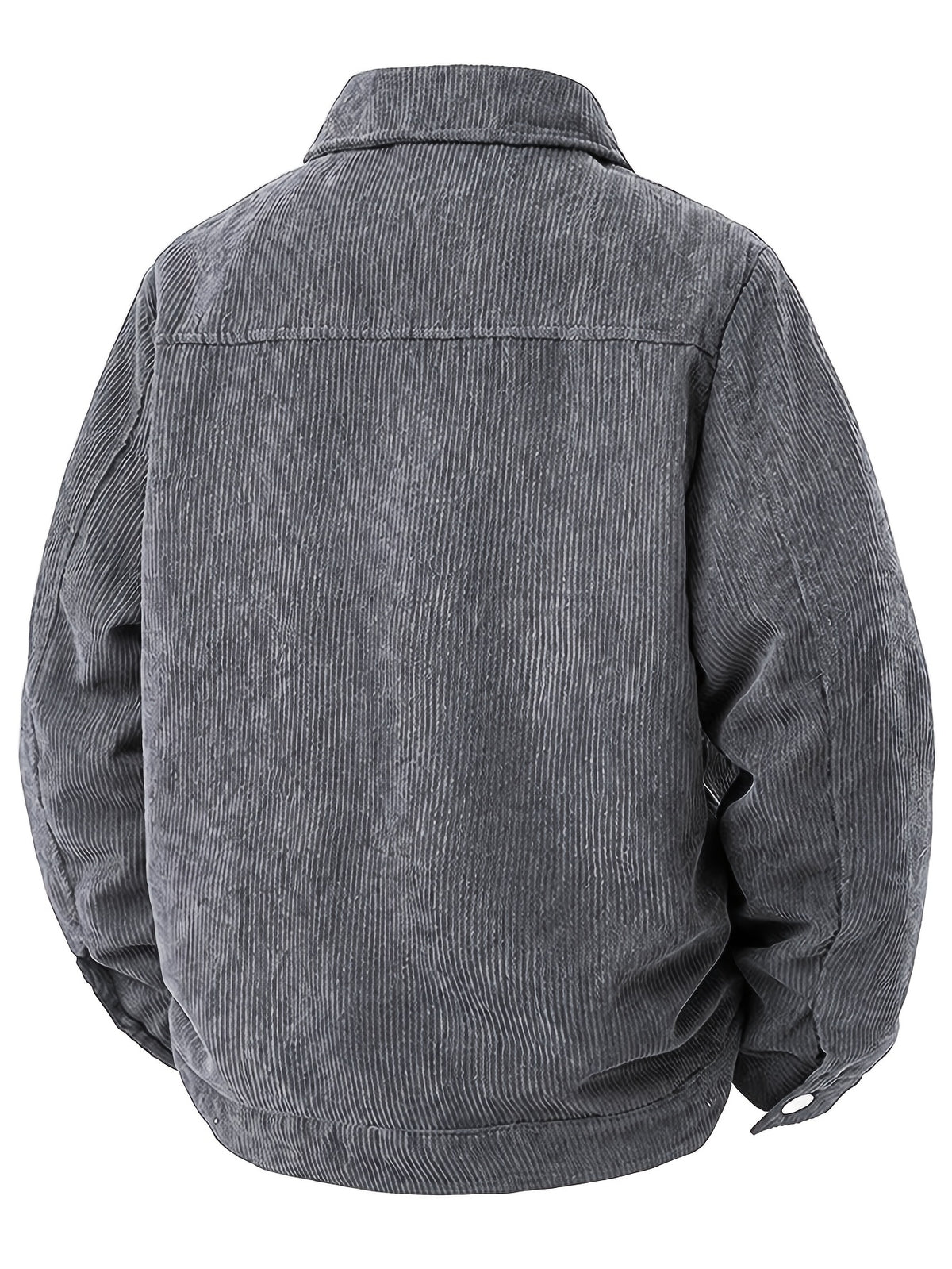 Men'S Corduroy Collar Utility Jacket, Spring Autumn Casual Wear Choice; Lapel Button-Up Cardigan, Outdoor Sports Citywalk Street Commute Versatile Top, Suitable for Street Casual Commute Daily Wear; Retro Fit Timeless Premium - Dark Gray