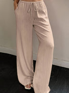 Women's Plus Size Elegant Loose-Fit Wide- Sleep-Pants - Soft Stretch Lazy-Wake Bed Pants Suitable for Home, Travel & Pajamas - Machine Washable Year-Round Comfortable Nightwear (Non-) - Pale Pinkish Gray