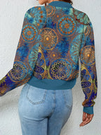 Autumn And Winter Fashion Circular Pattern Print High-Waisted Short Casual Jacket - Mixed colors