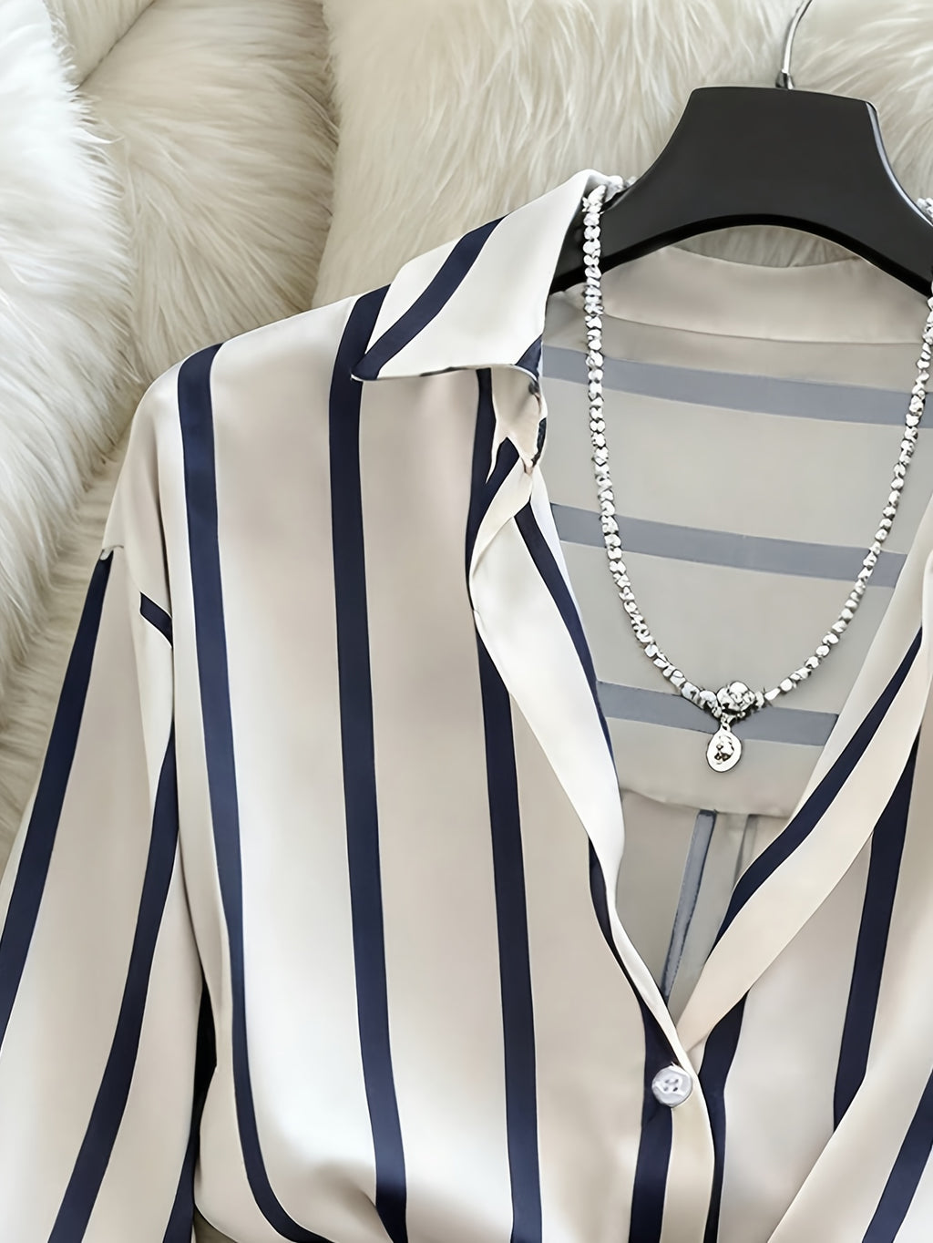 [Development ZD251208042] Glovely Striped Shirt + Asymmetrical Pleated Skort Elegant Women's 2pcs Set - Apricot