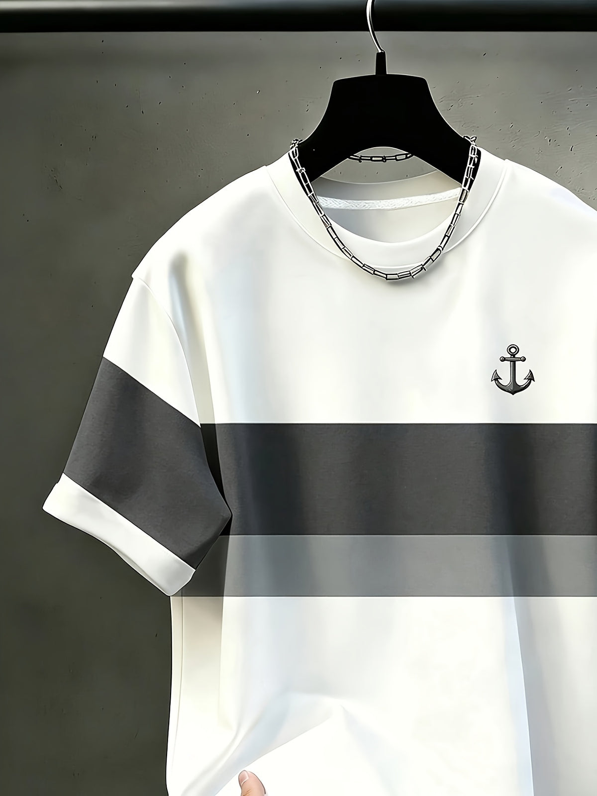 Men's Casual Crew Neck T-Shirt with Printed Color-Block Patchwork Design, Textured-Free, Draping Fashion Top, All-Season Wear, Breathable Regular Fit for Daily and Formal Outfits - Crew Neck Casual Top, Comfortable to Wear, Gift for Teens and Adults - Mixed colors