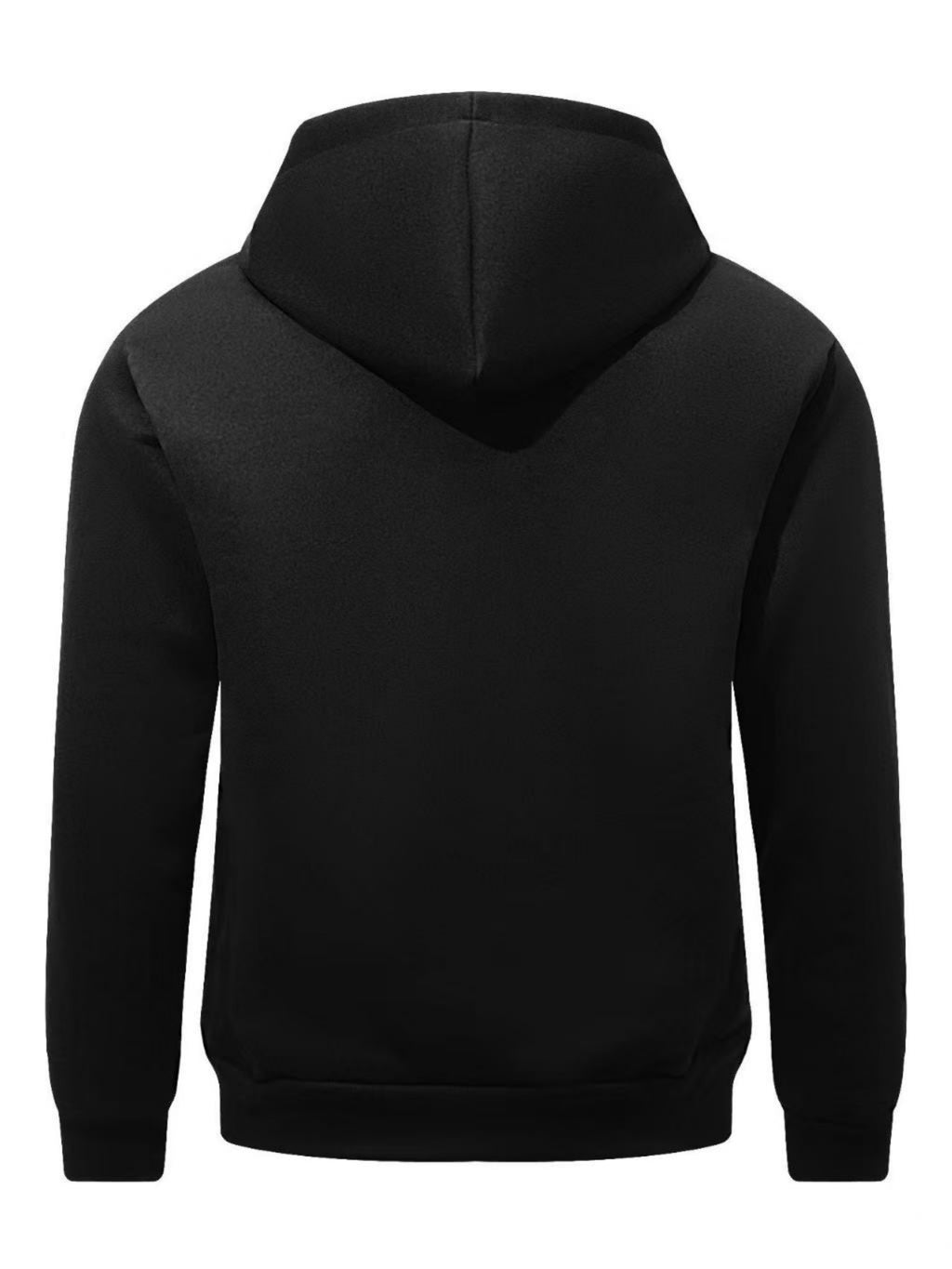 Men's Zip-Up Hooded Sweatshirt Cardigan Jacket with Simple Vertical Calvin English Print, Casual, Fashionable, Versatile, for Daily Commuting, Long-Sleeve Top - Black